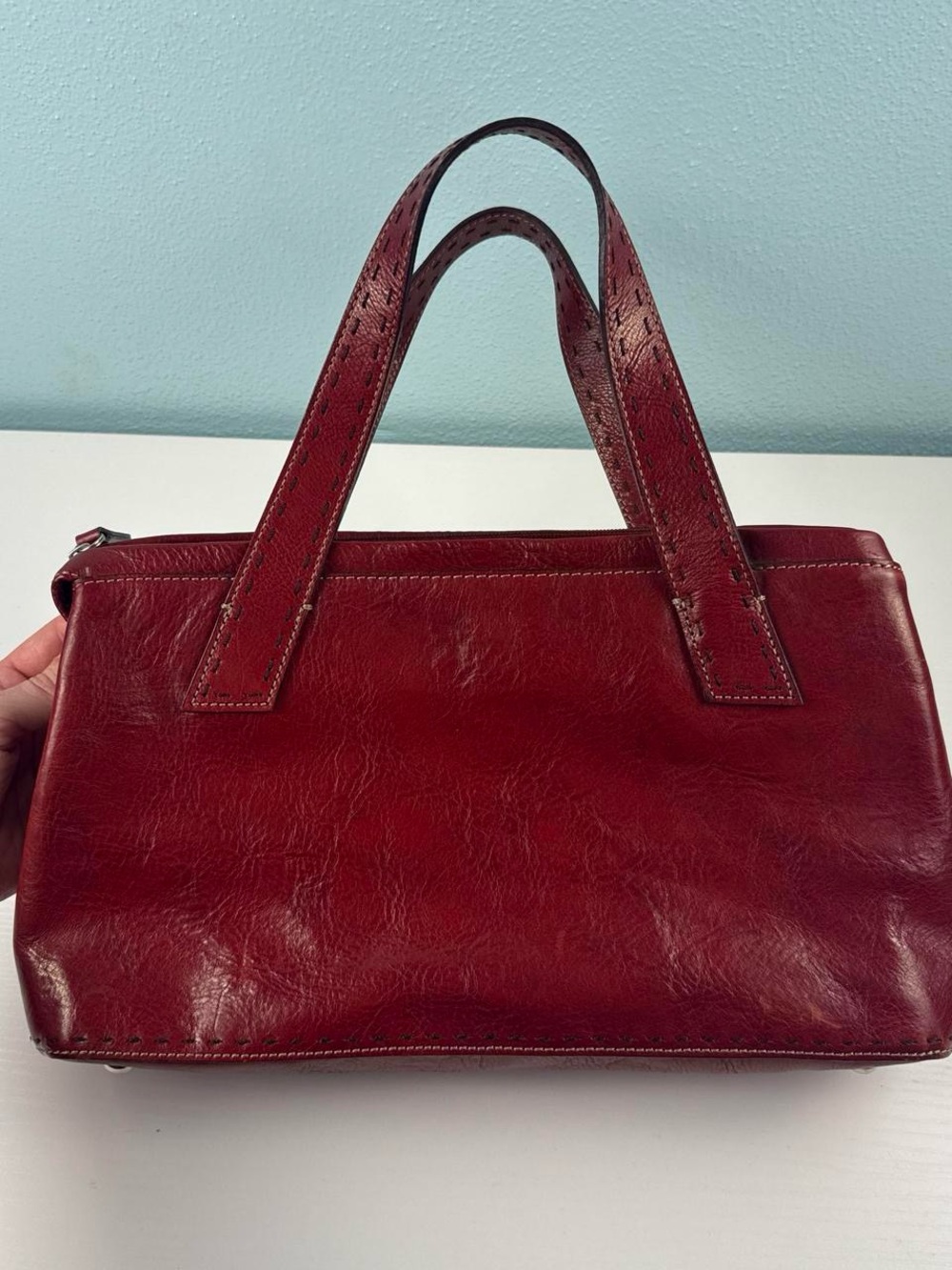 Fossil Sedona Dark Cognac Red Leather Saddle Shoulder Bag - Picture 2 of 8